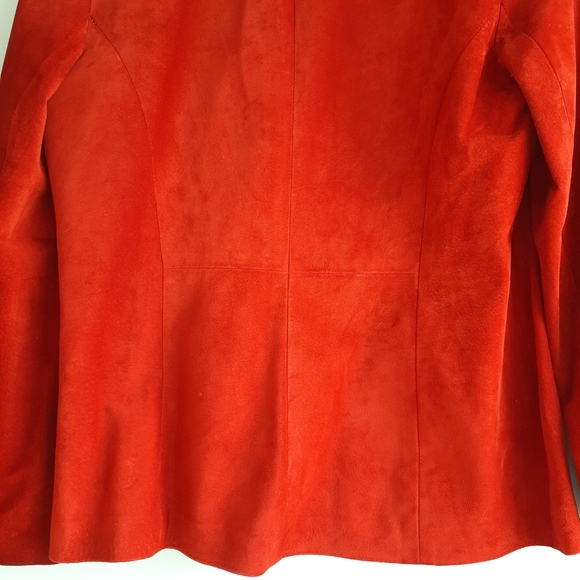 DANIER Genuine Suede Button Front Blazer Jacket Vibrant Red Short Coat Sz L - Picture 9 of 15